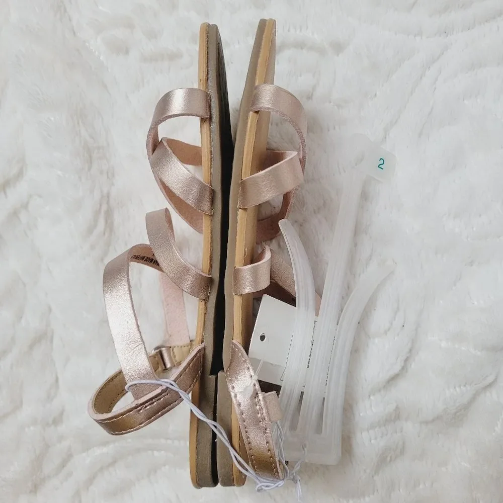 Cat & Jack Strappy Sandals Rose Gold Little Girls Size 2 New